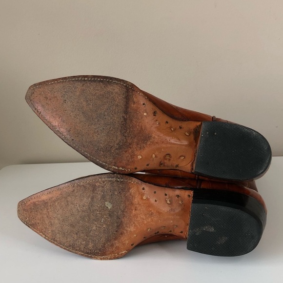 Vintage Sergey Cabrini Exotic EEL Cognac Brown Leather Western Cowboy Boots - Picture 12 of 15